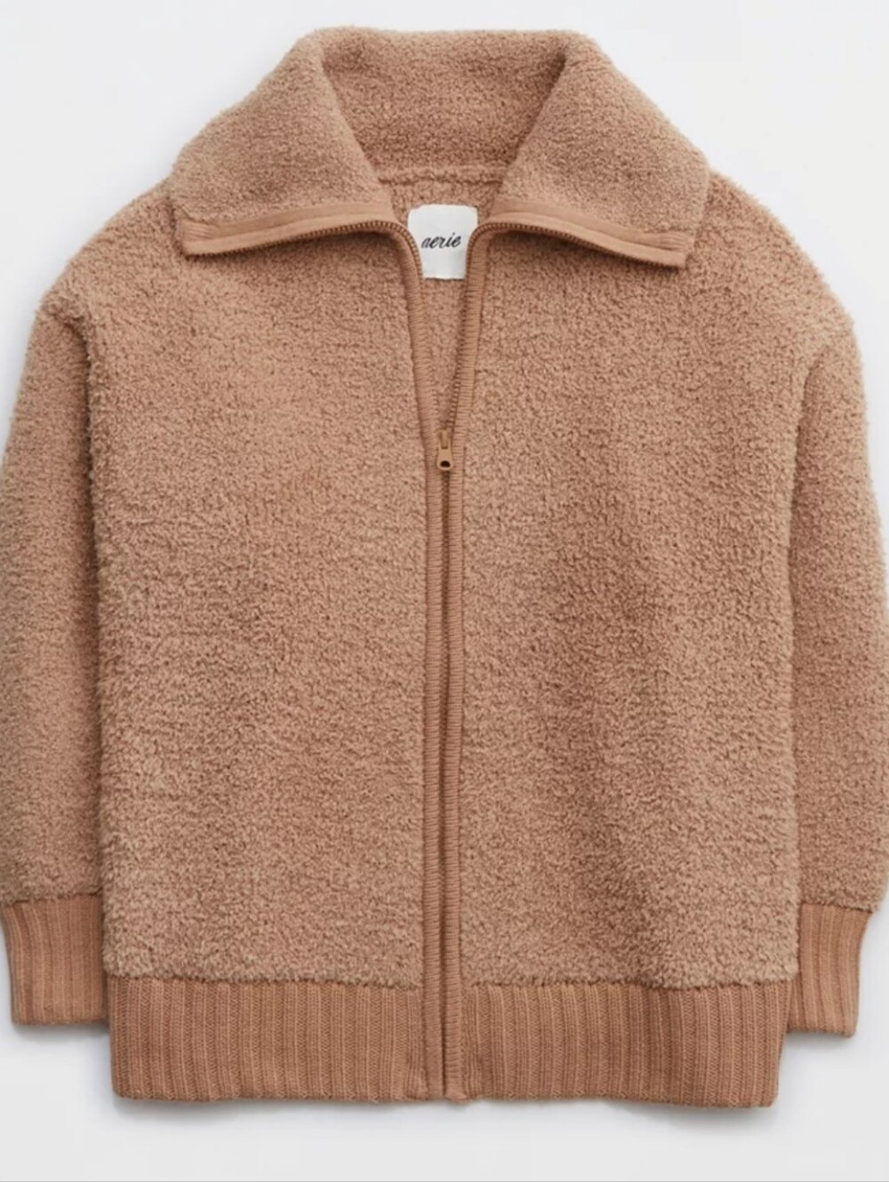 Aerie Oversized Cozy Cardigan Jacket Size XS Camel Tan Collared